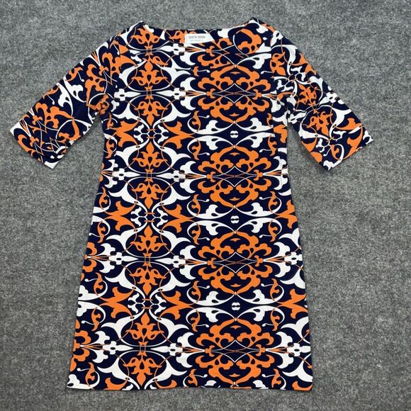 Skirtin Around Dress Womens Size S Blue Orange 1/2 Sleeves Sheath Pull Over - Picture 1 of 10